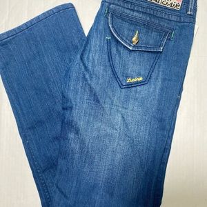 Luxirie Sector Woman’s Straight Leg Medium Wash Embroidered‎ Jeans Size 32 NWT